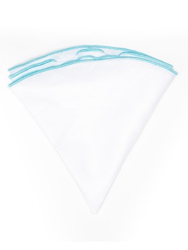 White Linen/Turquoise Trim Linen Pocket Circle